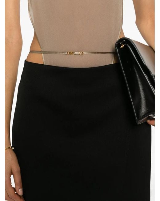 Saint Laurent Natural Backless Georgette Bodysuit
