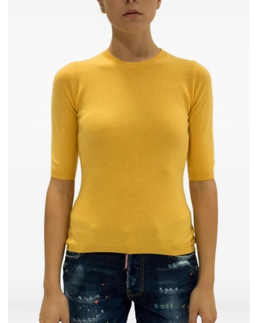 LA ROSE Yellow Crew-Neck Sweater