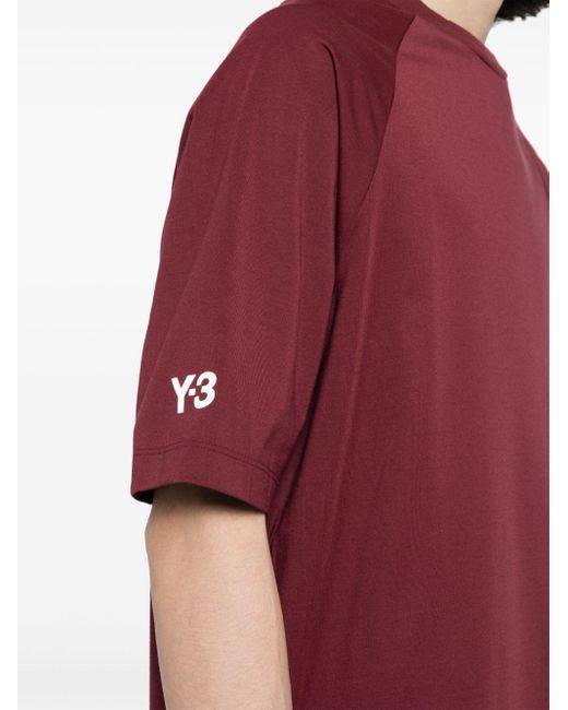 T-shirt con degttaglio a 3 righe di Y-3 in Red da Uomo