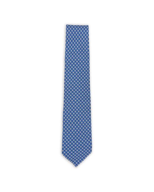 Barba Napoli Blue Floral-Pattern Tie for men