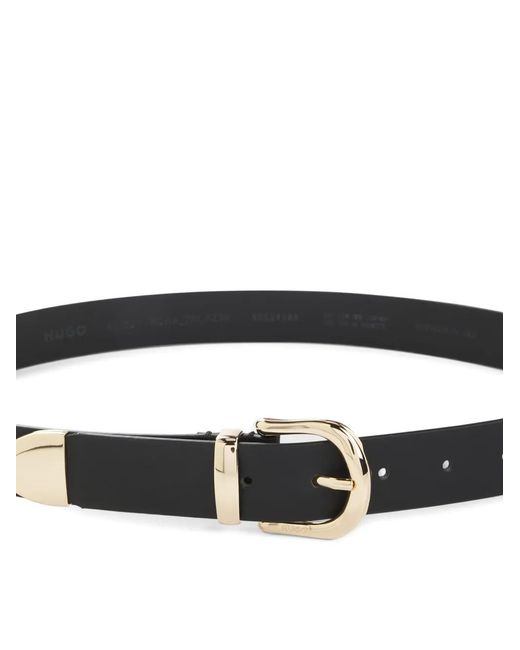 HUGO Leather Buckle Belt in Black | Lyst