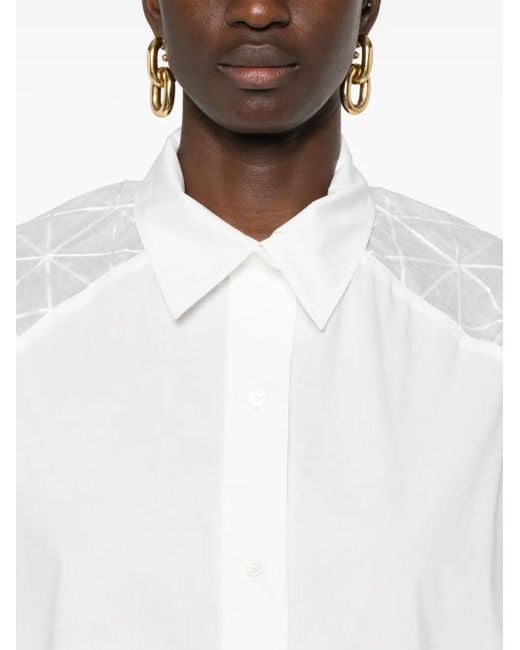 Gentry Portofino White Sheer-Panelled Shirt Maxi Dress