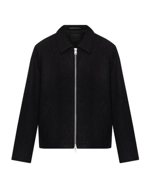 AllSaints Black Zip-Front Wool Jacket for men