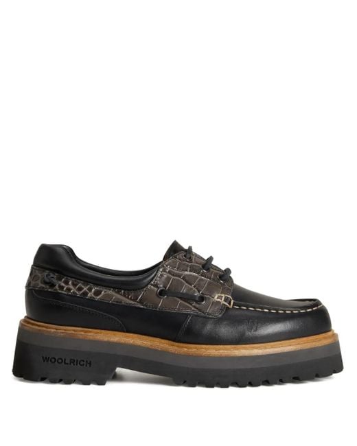 Woolrich クロコパターン レザーシューズ Black