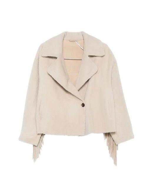 Liska Natural Fringe-Detail Jacket