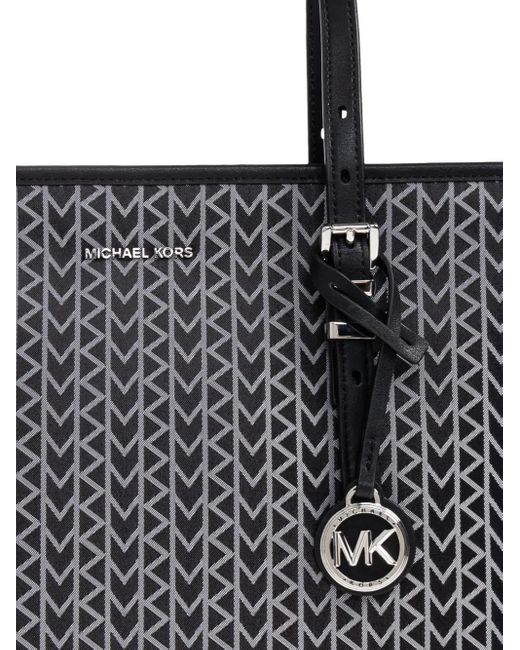 Michael Kors Black Large Quinn Geometric-Pattern Tote Bag
