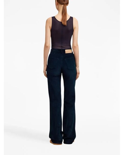 AMI Blue Flared Corduroy Trousers