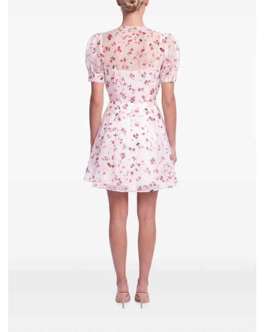 POST MERIDIEM White Floral-Print Silk Mini Dress
