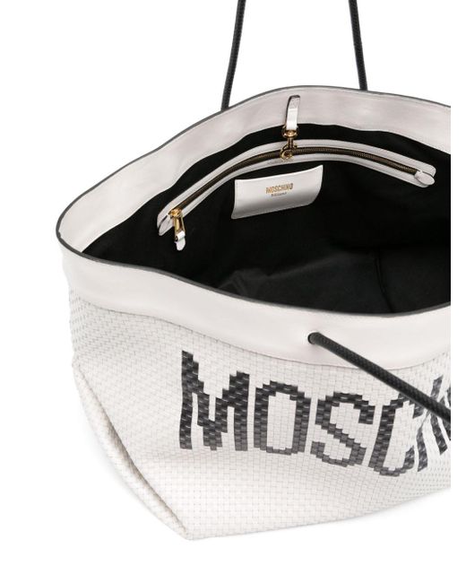 Moschino White Interwoven Leather Shoulder Bag