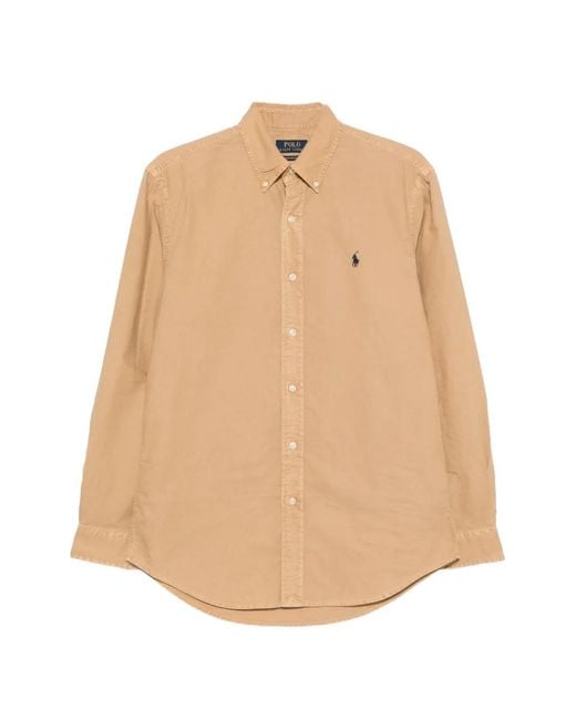 Polo Ralph Lauren Natural Logo-Embroidered Button-Down Shirt for men