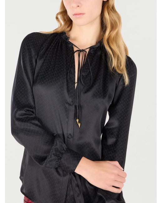 Roberto Cavalli Black Snake-Print Blouse