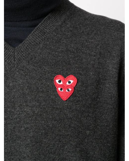 COMME DES GARÇONS PLAY Multicolor Embroidered Double Heart Patch Jumper for men