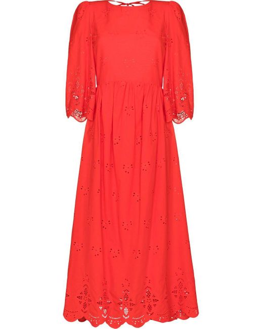 Borgo De Nor Cotton Cut-out Detail Dress in Red | Lyst