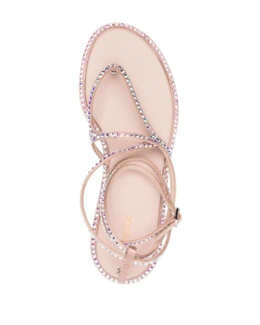 Le Silla White Belen Crystal-embellished Sandals