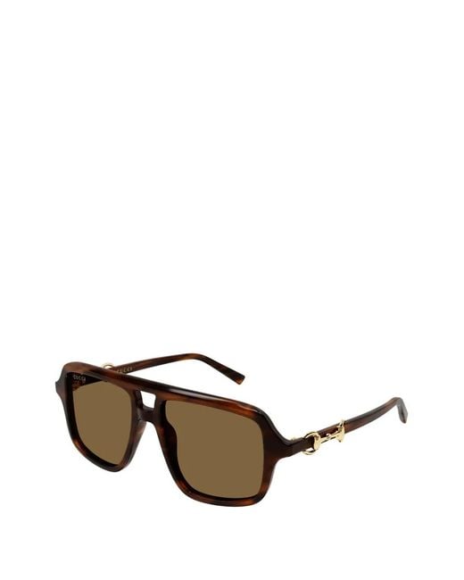 Gucci Brown Oversized Pilot Sunglasses