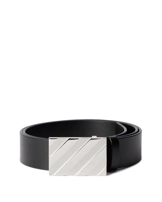 Off-White c/o Virgil Abloh Black Diagonal Buckle Leather Belt for men