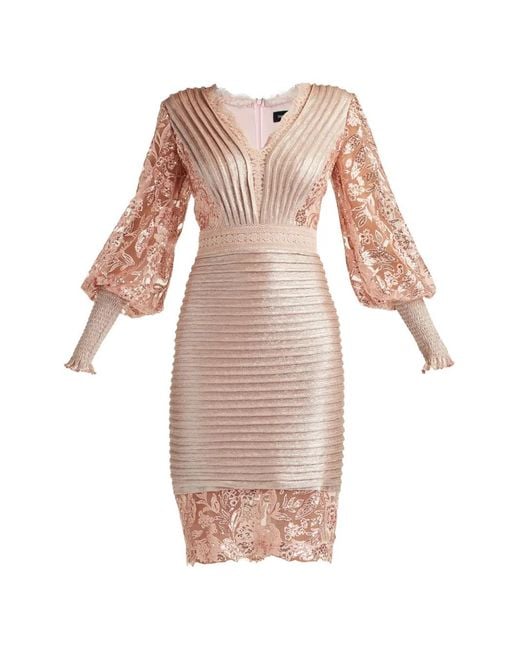 Tadashi Shoji White Lovell Lace Bishop Sleeve Dress