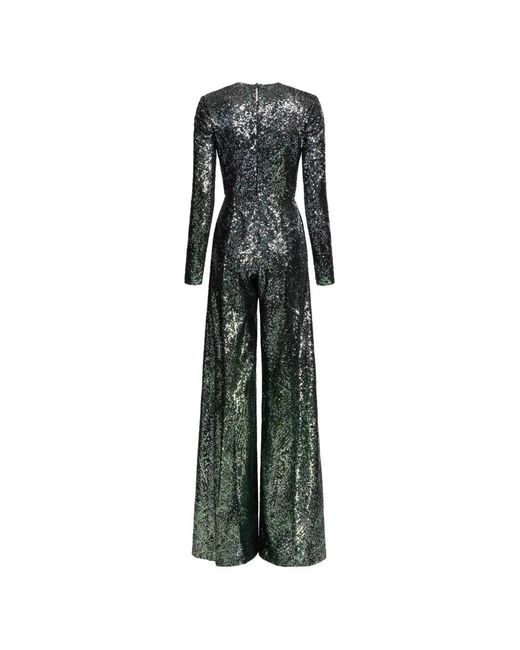 Elie Saab Green V-Neck Jumpsuit