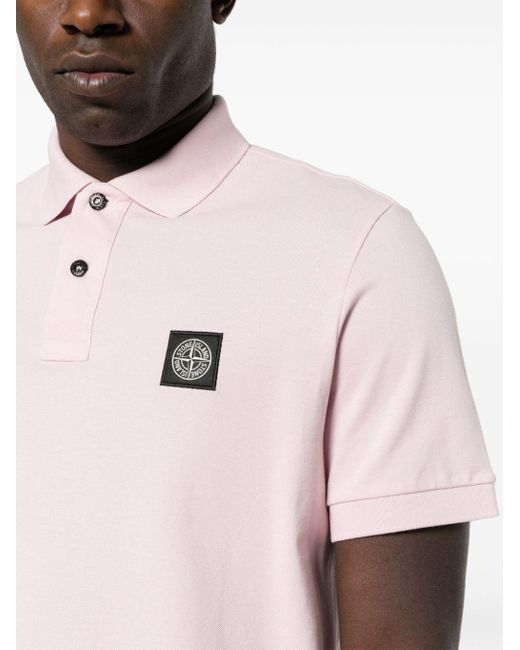 Stone Island Poloshirt aus Pikee in Pink für Herren