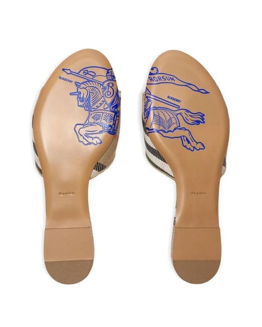 Burberry White Check Sloane Slides