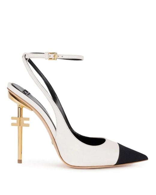 Elisabetta Franchi White 105Mm Two-Tone Leather Pumps