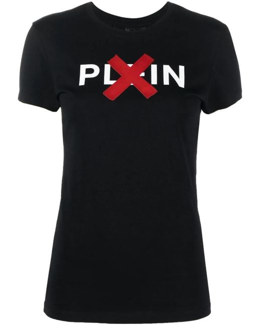 Philipp Plein Black Logo-Print Cotton T-Shirt