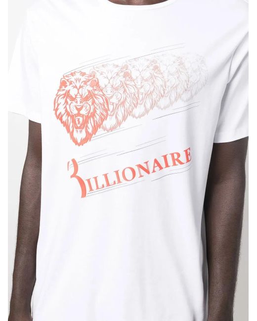 Billionaire White Logo-Print Cotton T-Shirt for men