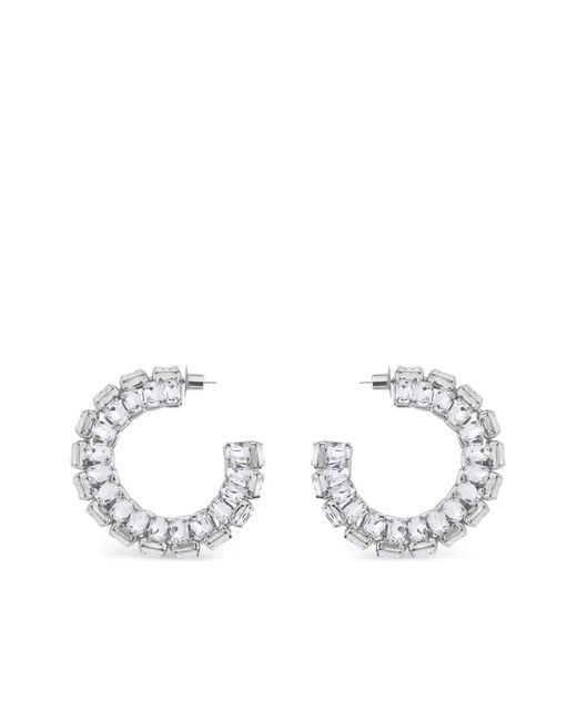 Area White Crystal Hoops Earrings