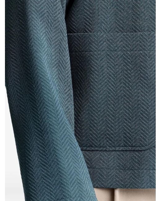 Shanghai Tang Green Herringbone Button Jacket for men