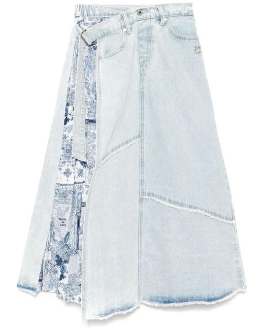 Musium Div. Blue Adjustable Waist Midi Skirt