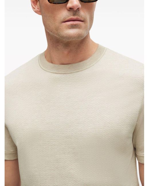 Boss Baumwoll-Seiden-T-Shirt aus strukturiertem Strick in White für Herren
