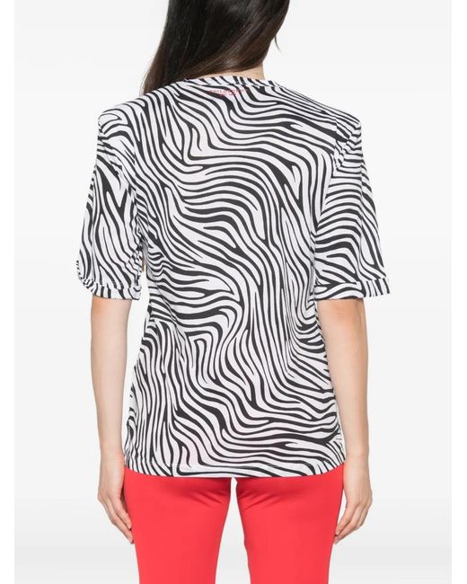 Philosophy Di Lorenzo Serafini White Zebra-Print Logo-Detail T-Shirt