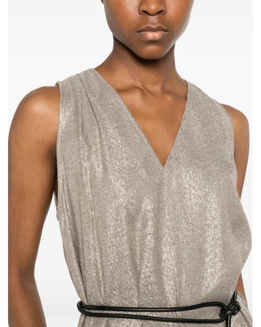 Diega White Taoda Herringbone-Pattern V-Neck Top