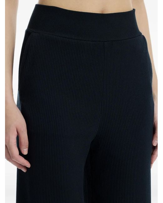 determ Blue Ribbed-Knit Wide-Leg Trousers