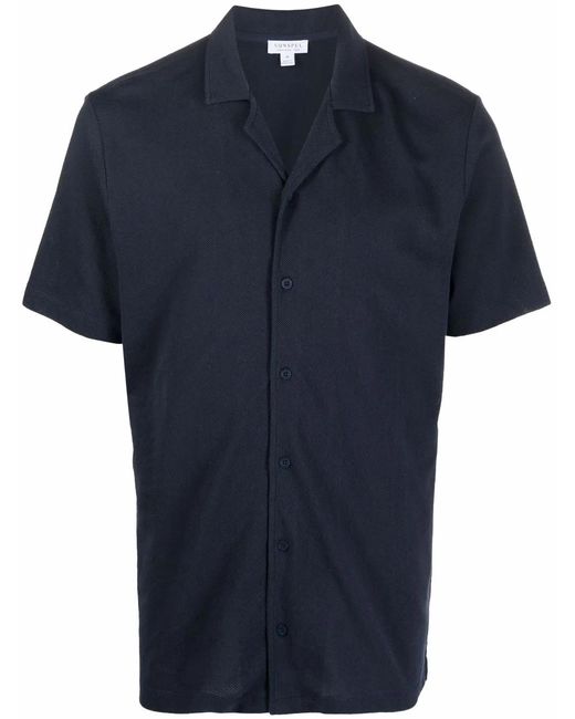 Sunspel Button-Up Poloshirt in het Blue voor heren