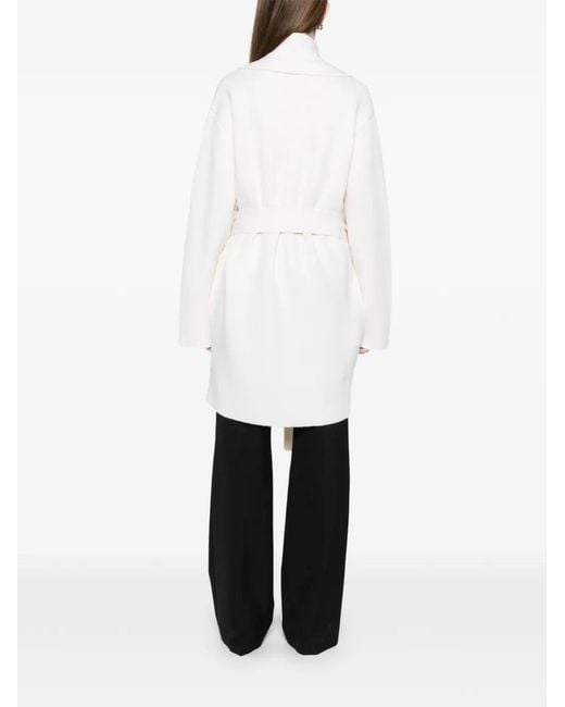Totême  White Shawl-Lapel Belted Knitted Coat