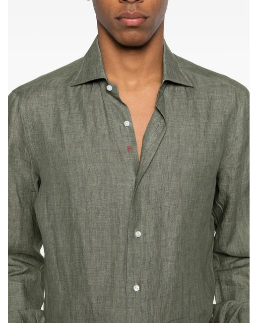 Isaia Green Button-Fastening Shirt for men