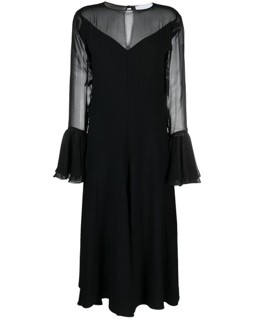 Erika Cavallini Semi Couture Cady Butterfly-sleeve Midi Dress in Black ...