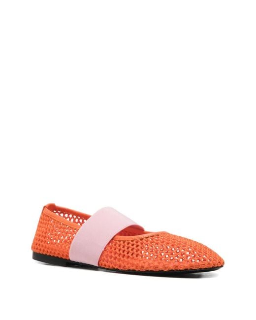 MSGM Red Net Strap Ballet Flats