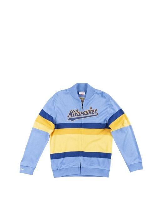 Mitchell & Ness Blue X Mlb Milwaukee Brewer Full-Zip Sweatshirt for men