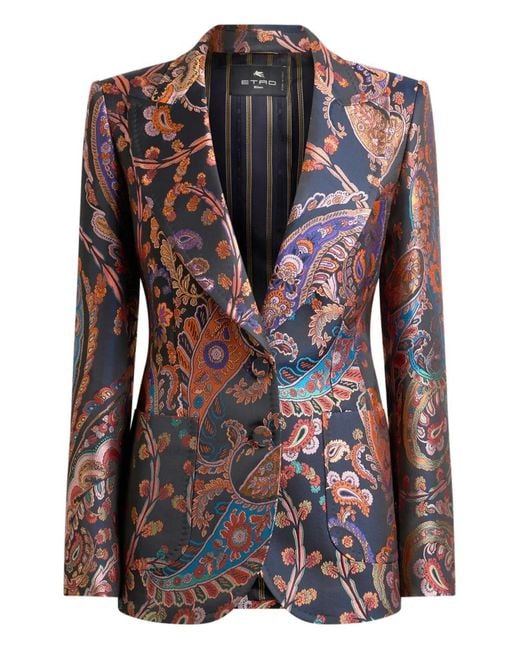 Etro Black Jacquard Floral-Paisley Blazer
