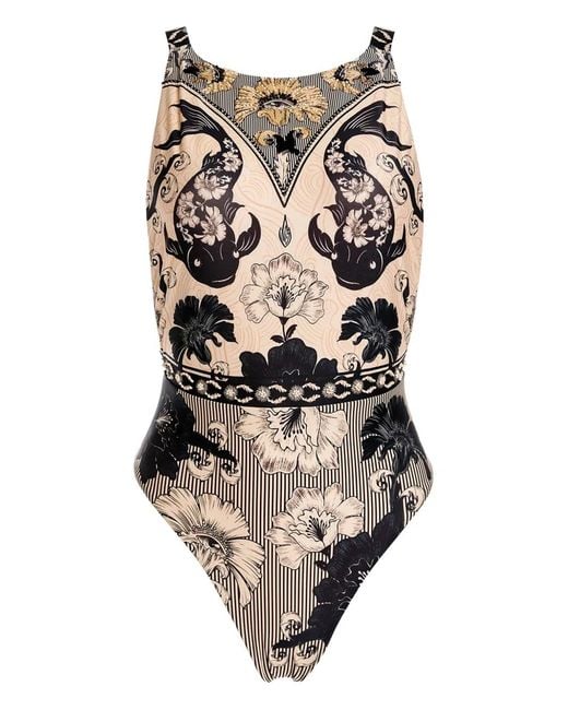 Agua Bendita White Floral-Print Swimsuit