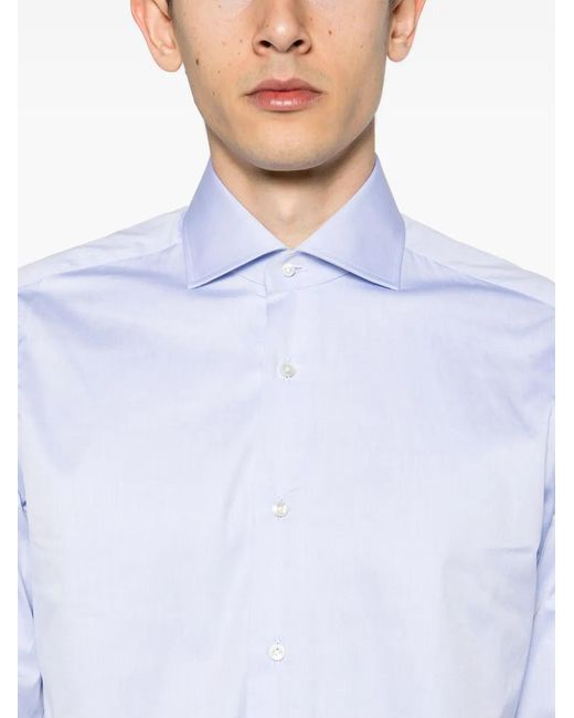 Barba Napoli White Long-Sleeve Cotton Shirt for men