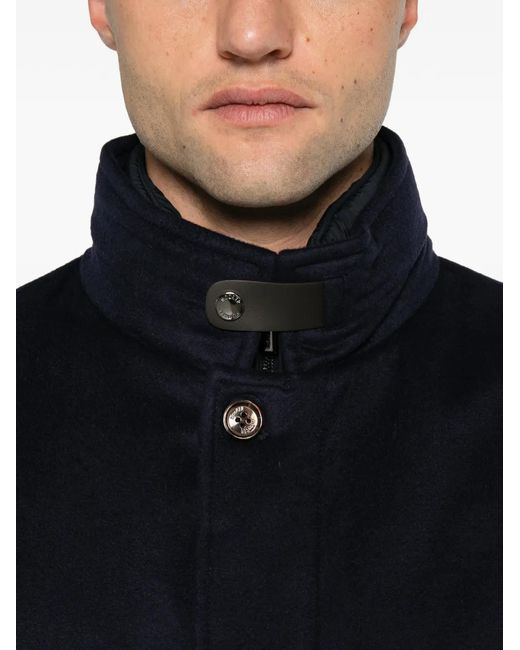 Moorer Blue High-Neck Buttoned Jacket for men