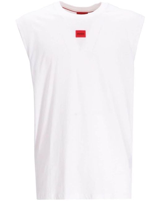 HUGO White Dankto241 Cotton T-shirt for men