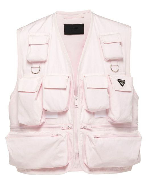 Prada Pink Multi-pocket Cotton Gilet for men