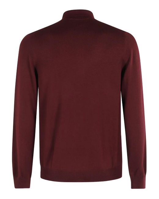 Tagliatore Red Long-Sleeve Wool Polo Shirt for men