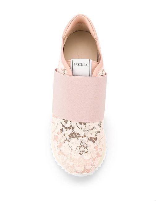 Le Silla Pink Rubel Wave Lace Sneakers