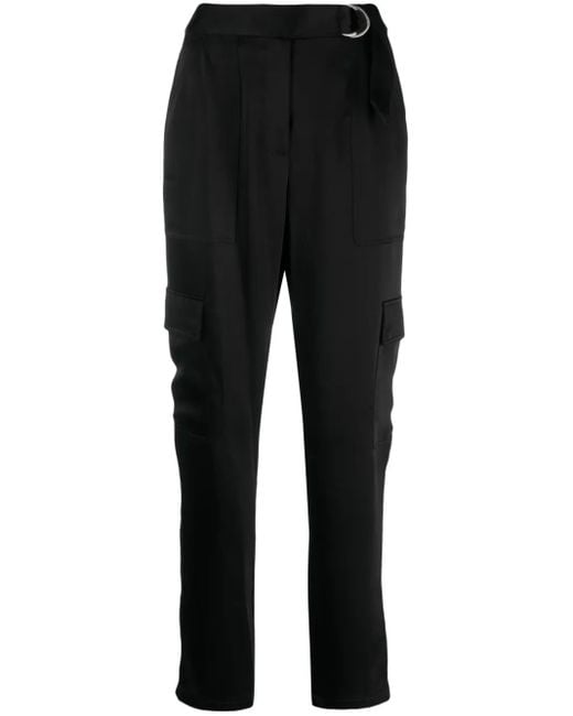Jonathan Simkhai Black Tapered-Leg Satin Trousers