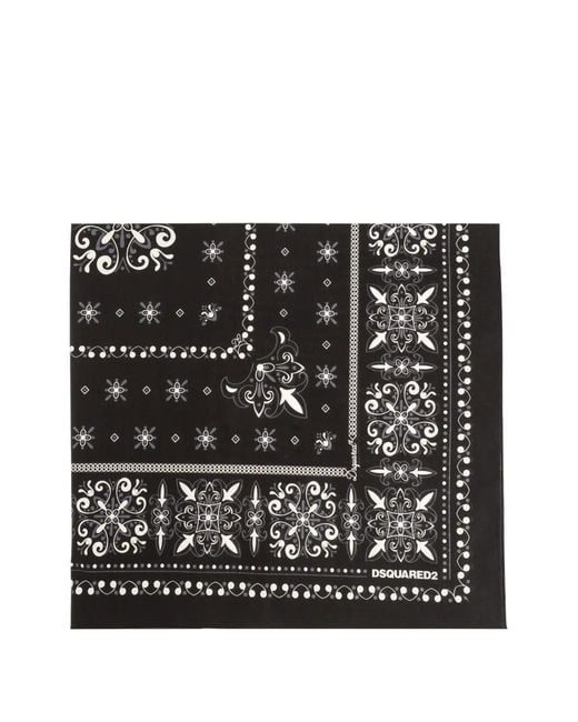DSquared² Black Baroque-Print Scarf for men